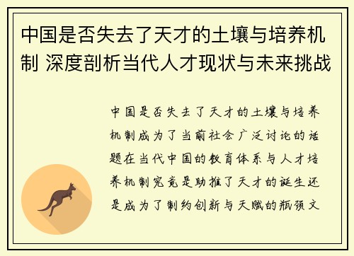 中国是否失去了天才的土壤与培养机制 深度剖析当代人才现状与未来挑战